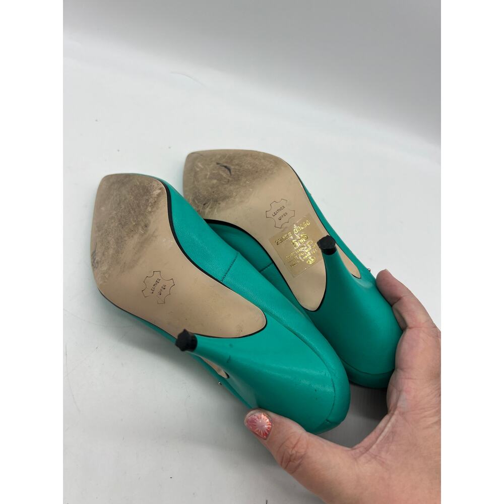 Vintage‎ Rush Hour Teal Leather Studded Pumps Women’s Size 5.5B - Picture 8 of 10